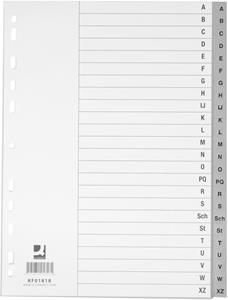 Q-CONNECT alfabetische tabbladen, A4, PP, met indexblad, 24 tabs, grijs