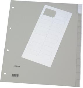 (2.86 EUR / StÃ¼ck) Q-CONNECT Kunststoffregister KF01854 blanko A4+ 0,12mm graue Fenstertabe zum wechseln 12-teilig