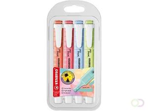 Textmarker - STABILO swing cool Pastel - 4er Pack - Prise von Limette, Kirschblütenrosa, Wolkenblau, Korallrot