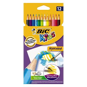 BIC KIDS Aquarell-Buntstifte Aquacouleur, 12er Kartonetui