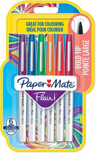 Paper Mate viltstift Flair Bold, blister met 6 stuks in geassorteerde kleuren