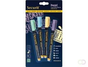 Securit krijtmarker small, blister met 4 stuks in geassorteerde pastelkleuren