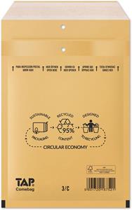 Jiffy Comebag luchtkussenenveloppen, ft 150 x 215 mm, met stripsluiting, bruin, doos van 100 stuks