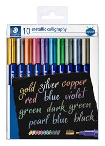 Staedtler kalligrafiepen Metallic 8325, etui van 10 stuks in geassorteerde kleuren