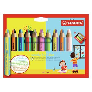 STABILO woody 3in1 duo kleurpotlood, etui van 10 stuks, assorti