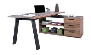 Composad Hoekbureau Davinci, met 3 laden, 2 open vakken, Afmetingen (B/D/H): 171,5x144x75 cm, 100% gerecycled hout, Made in Italy