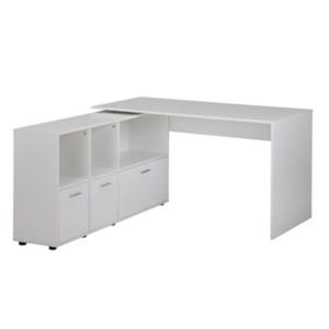 FineBuy Schreibtischkombination 136 cm breit weiß