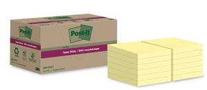 Post-It Super Sticky Notes Gerecyclede zelfklevende memoblaadjes 47,6 x 47,6 mm Kanariegeel 70 Vellen Pak van 12 blokken