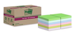 Post-It Super Sticky Notes Gerecyclede zelfklevende memoblaadjes 47,6 x 47,6 mm Kleurenassortiment 70 Vellen Pak van 12 blokken