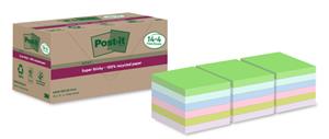 Post-It Super Sticky Notes Gerecyclede zelfklevende memoblaadjes 76 x 76 mm Kleurenassortiment 70 Vellen Voordeelverpakking 14 + 4 gratis