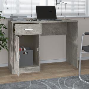 vidaXL Bureau met kast en lade 100x40x73 cm bewerkt hout betongrijs