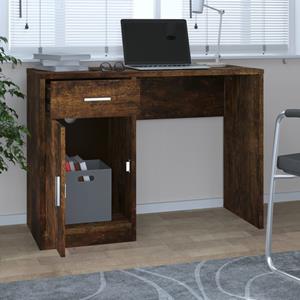 vidaXL Bureau met kast en lade 100x40x73 cm bewerkt hout gerookt eiken