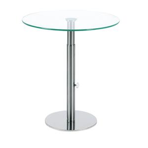 Bijzettafel, in hoogte verstelbaar, Ø 495 mm, hoogte = 485 - 650 mm, transparante glazen plaat