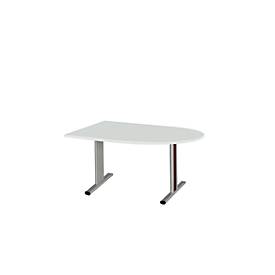 Schäfer Shop Select Schäfer Shop  Select Vergadertafel Planova, halve cirkel, 1400 x 1000 mm, lichtgrijs, accentlijst bordeauxpaars
