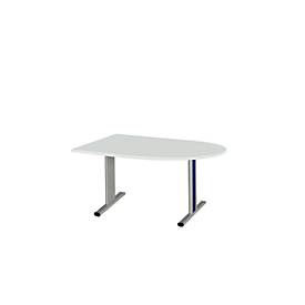 Schäfer Shop Select Schäfer Shop  Select Vergadertafel Planova, halve cirkel, 1400 x 1000 mm, lichtgrijs, accentlijst gentiaanblauw
