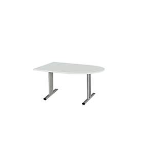 Schäfer Shop Select Schäfer Shop  Select Vergadertafel Planova, halve cirkel, 1400 x 1000 mm, lichtgrijs, accentlijst blank aluminium