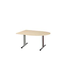 Schäfer Shop Select Schäfer Shop  Select Vergadertafel Planova, halve cirkel, 1400 x 1000 mm, esdoornpatroon, accentlijst bordeauxpaars