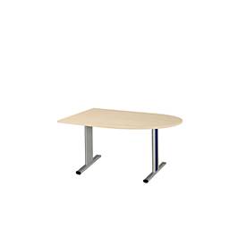 Schäfer Shop Select Schäfer Shop  Select Vergadertafel Planova, halve cirkel, 1400 x 1000 mm, esdoornpatroon, accentlijst gentiaanblauw