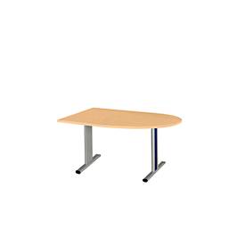 Schäfer Shop Select Schäfer Shop  Select Vergadertafel Planova, halve cirkel, 1400 x 1000 mm, beukenpatroon, accentlijst gentiaanblauw