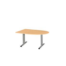 Schäfer Shop Select Schäfer Shop  Select Vergadertafel Planova, halve cirkel, 1400 x 1000 mm, beukenpatroon, accentlijst blank aluminium