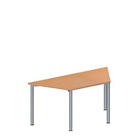 Schäfer Shop Genius Schäfer Shop  Genius Vergadertafel MODENA FLEX, in hoogte verstelbaar, trapeziumvorm, 4-poot ronde buis, B 1600 x D 800 mm, beukenpatroon