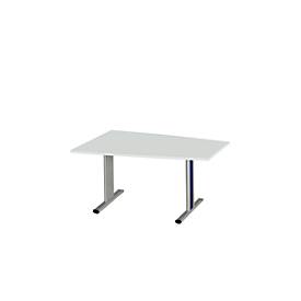 Schäfer Shop Select Schäfer Shop  Select Vergadertafel Planova, tonvormig, 1400 x 800/1000 mm, lichtgrijs, accentlijst gentiaanblauw