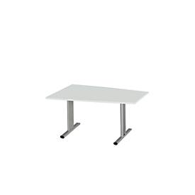 Schäfer Shop Select Schäfer Shop  Select Vergadertafel Planova, tonvormig, 1400 x 800/1000 mm, lichtgrijs, accentlijst blank aluminium