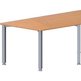 Schäfer Shop Genius Schäfer Shop  Genius Vergadertafel MODENA FLEX, in hoogte verstelbaar, trapeziumvorm, 4-poot vierkante buis, B 1600 x D 800 mm, beukenpatroon