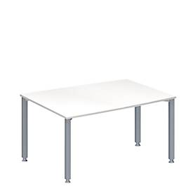 Schäfer Shop Genius Schäfer Shop  Genius Vergadertafel MODENA FLEX, in hoogte verstelbaar, tonvormig, 4-poot vierkante buis, B 1400 x D 1000 mm, wit
