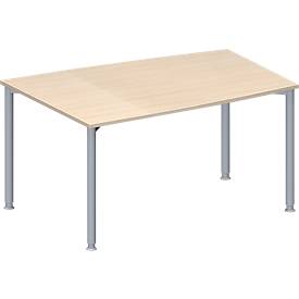 Schäfer Shop Genius Schäfer Shop  Genius Vergadertafel MODENA FLEX, in hoogte verstelbaar, tonvormig, 4-poot ronde buis, B 1400 x D 1000 mm, esdoornpatroon
