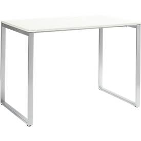 NowyStyl Vergader-statafel Squart, B 1600 x D 900 x H 1120 mm, wit/aluminium