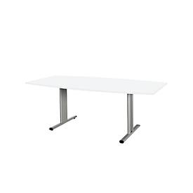 Schäfer Shop Select Schäfer Shop  Select Vergadertafel Planova, bootvorm, 2000 x 1000/800 mm, wit, accentlijst blank aluminium