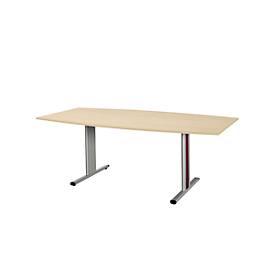 Schäfer Shop Select Schäfer Shop  Select Vergadertafel Planova, bootvorm, 2000 x 1000/800 mm, esdoornpatroon, accentlijst bordeauxpaars