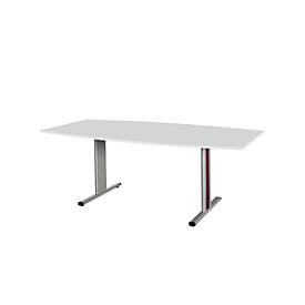 Schäfer Shop Select Schäfer Shop  Select Vergadertafel Planova, bootvorm, 2000 x 1000/800 mm, lichtgrijs, accentlijst bordeauxpaars