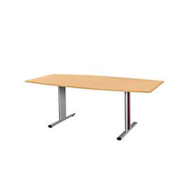 Schäfer Shop Select Schäfer Shop  Select Vergadertafel Planova, bootvorm, 2000 x 1000/800 mm, beukenpatroon, accentlijst bordeauxpaars