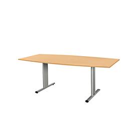 Schäfer Shop Select Schäfer Shop  Select Vergadertafel Planova, bootvorm, 2000 x 1000/800 mm, beukenpatroon, accentlijst blank aluminium