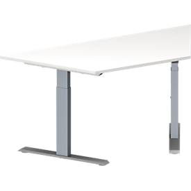 Schäfer Shop Genius Vergadertafel MODENA FLEX, in hoogte verstelbaar, trapeziumvorm, T-poot, B 1600 x D 800 x H 650-850 mm, wit