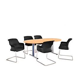 Schäfer Shop Select Schäfer Shop  Select Vergadertafel Planova, ovaal, 2000 x 1000 mm, beukenpatroon, accentlijst gentiaanblauw