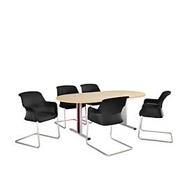 Schäfer Shop Select Schäfer Shop  Select Vergadertafel Planova, ovaal, 2000 x 1000 mm, esdoornpatroon, accentlijst bordeauxpaars