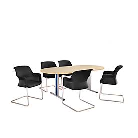 Schäfer Shop Select Schäfer Shop  Select Vergadertafel Planova, ovaal, 2000 x 1000 mm, esdoornpatroon, accentlijst gentiaanblauw