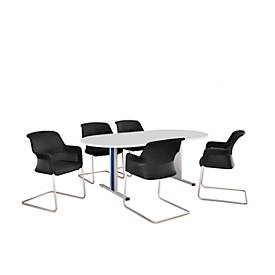 Schäfer Shop Select Schäfer Shop  Select Vergadertafel Planova, ovaal, 2000 x 1000 mm, lichtgrijs, accentlijst gentiaanblauw