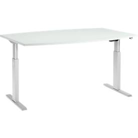 Schäfer Shop Select Schäfer Shop  Select Vergadertafel ERGO-T, T-poot, bootvorm, eentraps elektrisch verstelbaar, b 2000 x h 715-1182 mm, lichtgrijs