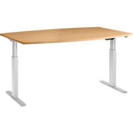 Schäfer Shop Select Schäfer Shop  Select Bureautafel ERGO-T, T-poot, bootvorm, eentraps elektrisch verstelbaar, b 2000 x h 715-1182 mm, beukendecor
