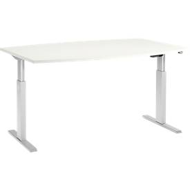Schäfer Shop Select Schäfer Shop  Select Vergadertafel ERGO-T, T-poot, bootvorm, eentraps elektrisch verstelbaar, b 2000 x h 715-1182 mm, wit