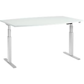 Schäfer Shop Select Schäfer Shop  Select Vergadertafel ERGO-T, T-poot, bootvorm, tweetraps elektr. in hoogte verstelbaar, B 2000 x H 645-1305 mm, lichtgrijs