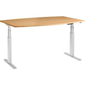 Schäfer Shop Select Schäfer Shop  Select Vergadertafel ERGO-T, T-poot, bootvorm, tweetraps elektr. in hoogte verstelbaar, B 2000 x H 645-1305 mm, beuken