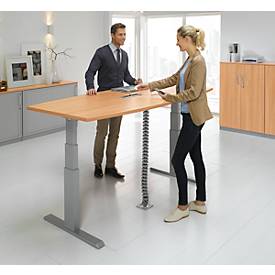 Schäfer Shop Select Schäfer Shop  Select Vergadertafel ERGO-T, T-poot, bootvorm, netbox, tweetraps elektr. in hoogte verstelbaar, B 2000 x H 645-1305 mm, beuken