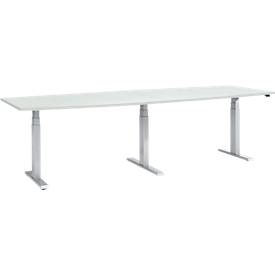 Schäfer Shop Select Schäfer Shop  Select Conferentietafel, elektrisch in hoogte verstelbaar, bak, T-basis, B 2800 x D 800/1000 x H 640-1300 mm, lichtgrijs/wit aluminium