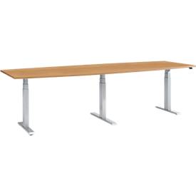 Schäfer Shop Select Schäfer Shop  Select Conferentietafel, elektrisch in hoogte verstelbaar, ton, T-poot, B 2800 x D 800/1000 x H 640-1300 mm, beuken/wit aluminium