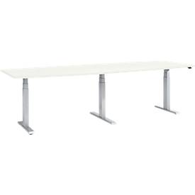 Schäfer Shop Select Schäfer Shop  Select Conferentietafel, elektrisch in hoogte verstelbaar, ton, T-basis, B 2800 x D 800/1000 x H 640-1300 mm, wit/wit aluminium